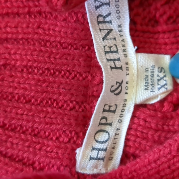Hope & Henry XXS (3T) kids cable knit sweater red - Picture 2 of 2